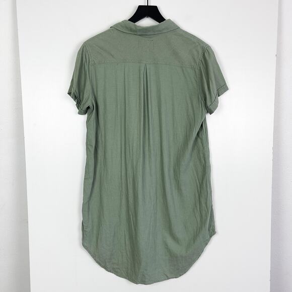 Rails Size S Linen Rayon Mini Shirt Dress Lace-Up Neck Green Sage - Picture 5 of 8